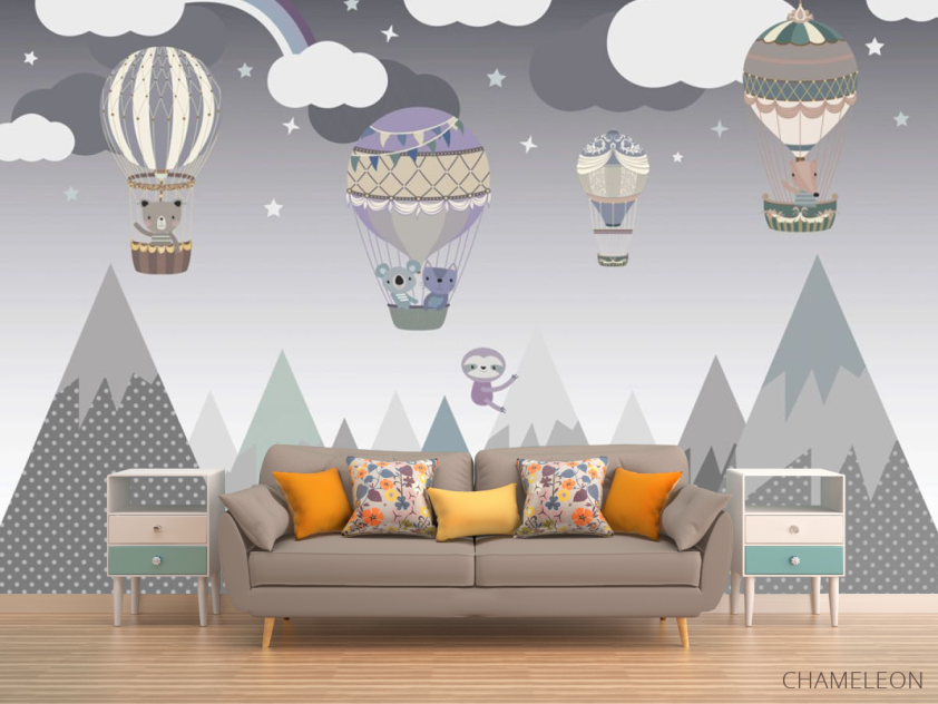 Фотообои Воздушные шарики серые - 1