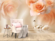 Фотообои Оранжевые розы на атласе - 4
