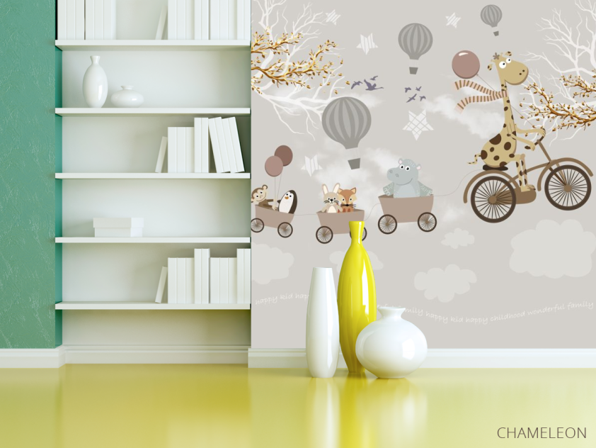 Фотошпалери Лисички на воздушных шариках - 3