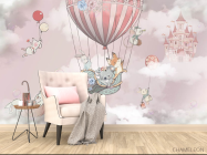 Фотообои Воздушный шар с жывотными для девочки - 4