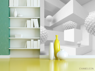 Фотошпалери сірі сфери 3д - 3