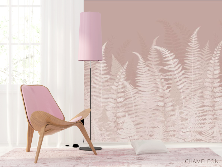 Фотошпалери листя папороті рожеві - 4