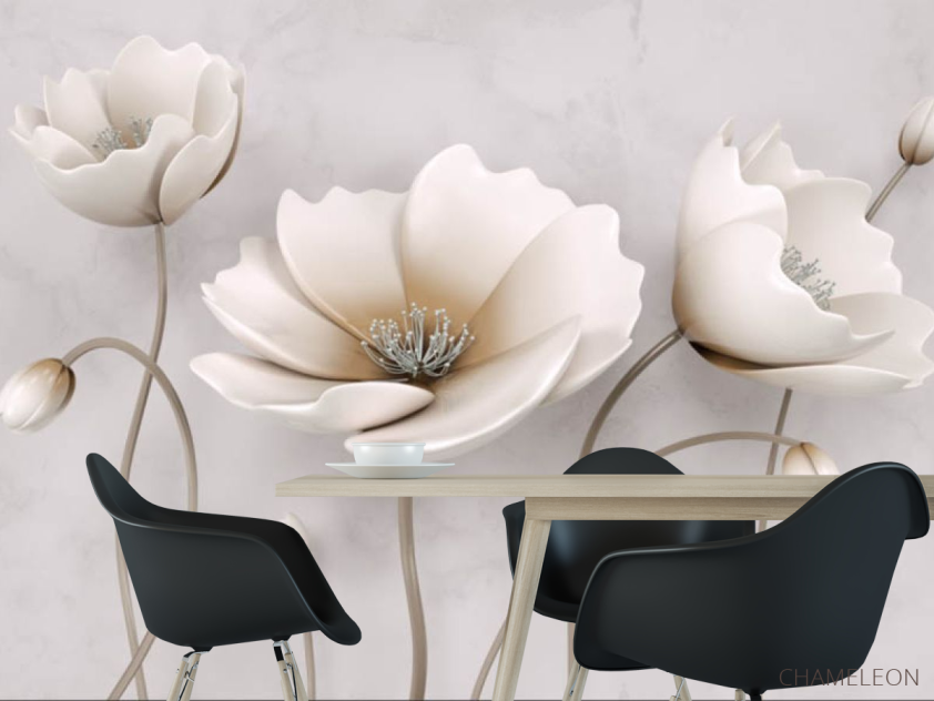 Фотошпалери Керамічні квіти на бежевому тлі - 1