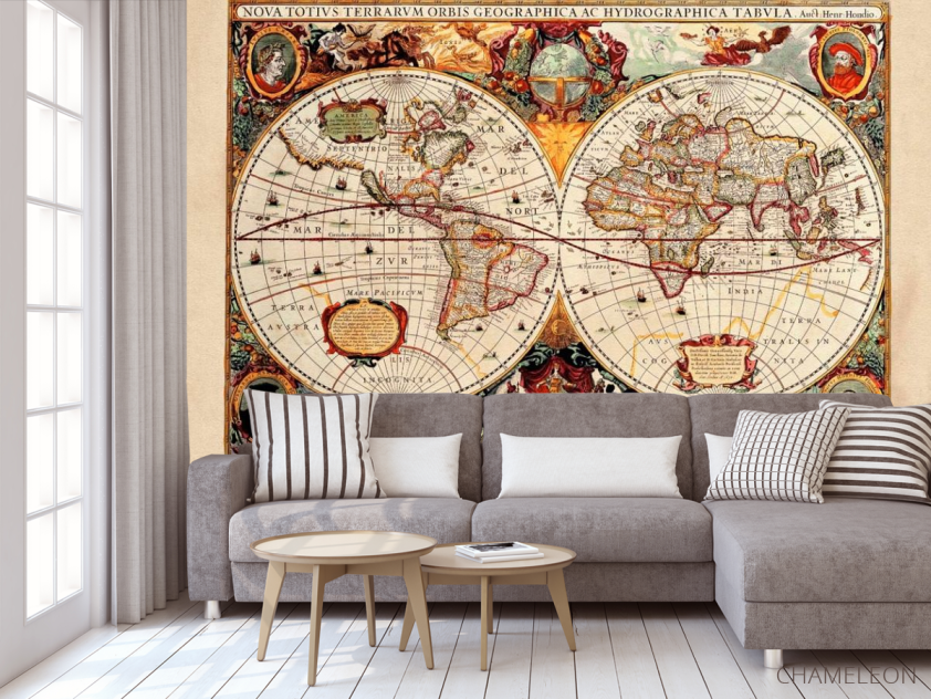 Фотообои Историческая карта полушарий - 3
