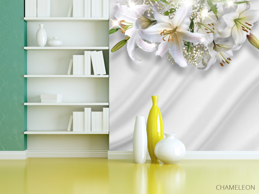 Фотошпалери Лілії на тлі атласу - 3