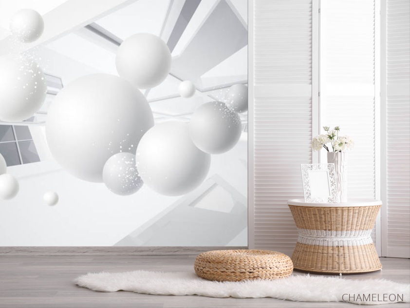 Фотошпалери сірі кулі 3д - 2