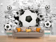 Фотообои 3д стена с мячём - 1