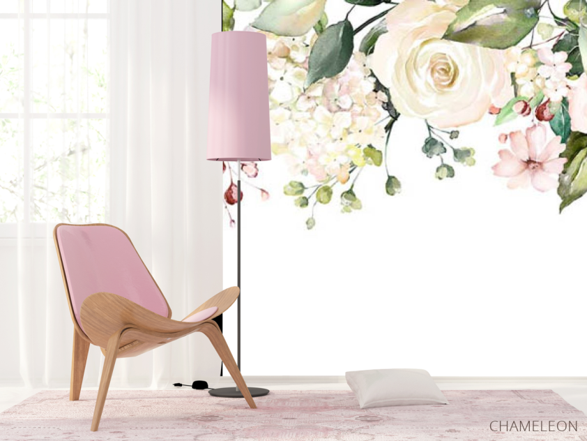 Фотошпалери акварельні квіти зі стелі - 4