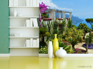 Фотошпалери вид на море з квіткового саду - 3