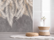 Фотошпалери сірі листя на стіну - 2