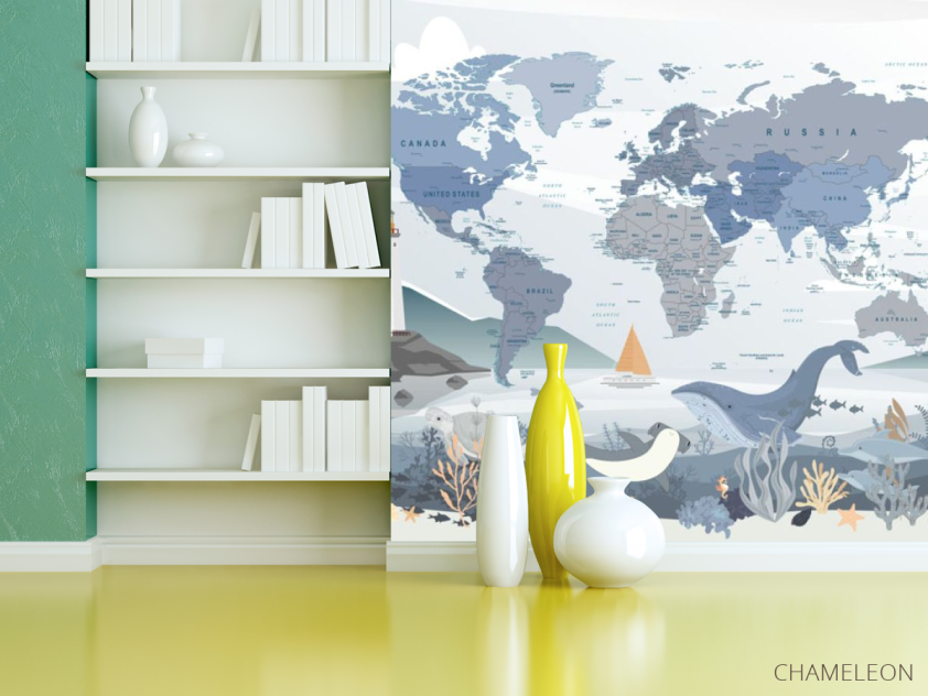 Фотошпалери Карта англійською в морському стилі англійською - 3