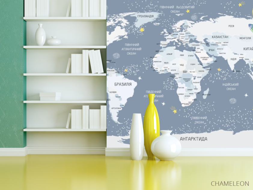 Фотошпалери блакитна карта дитяча українською мовою - 3