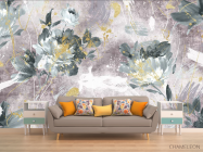 Фотообои Дизайнерские цветы с золотом розовые. - 1