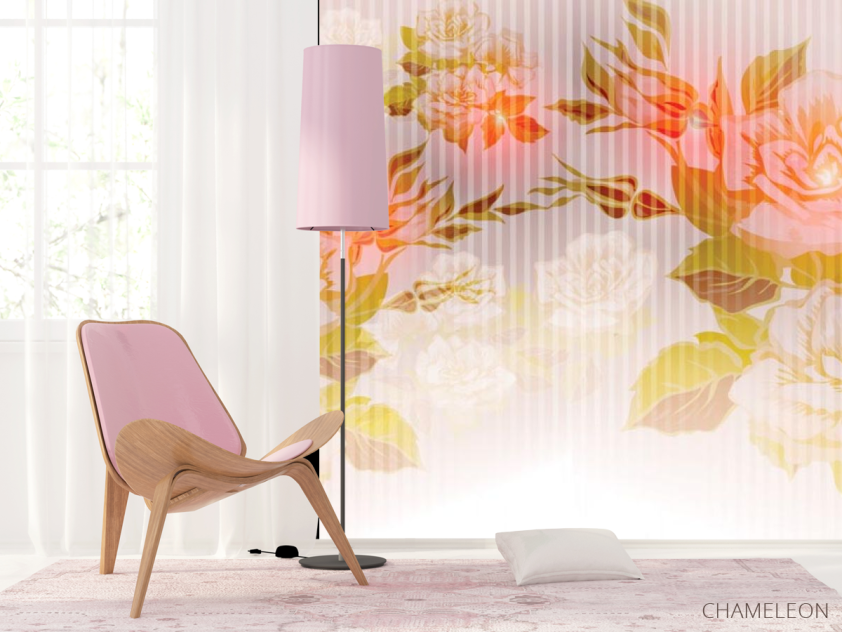 Фотошпалери Помаранчевий принт з квітами - 4