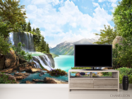 Фотообои водопад над озером в горах - 2