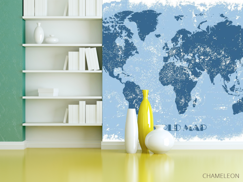 Фотошпалери синя карта світу - 3