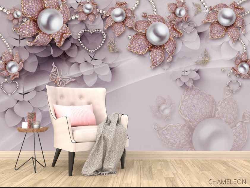 3д фотообои Розовые брошки - 4