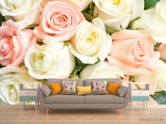Фотообои Белые и кремовые розы - 1