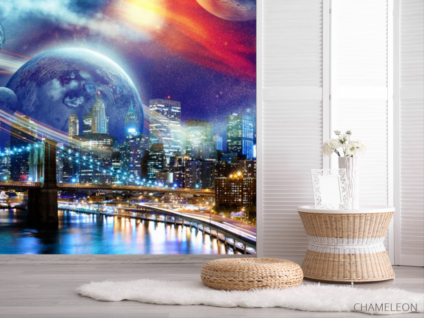 Фотошпалери місто і космос - 2