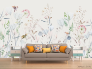 Фотообои Минималистичные цветы голубой оттенок - 1