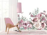 Фотошпалери рожеві акварельні троянди на білому тлі - 4