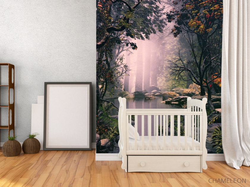 Фотообои туман в лесу над речкой - 2