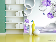 Фотошпалери Фіолетові квіти з колами - 3