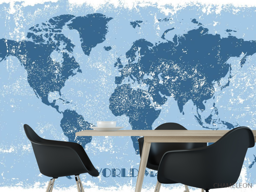 Фотошпалери синя карта світу - 1