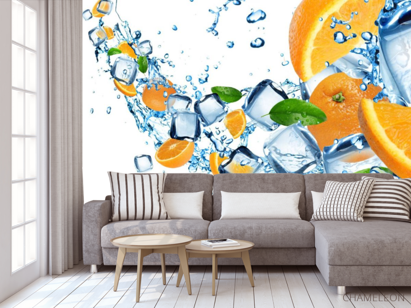 Фотообои Апельсины и кубики льда - 3