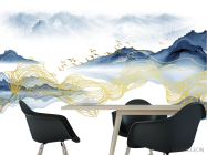 Фотошпалери Хвилі з синій і золотий абстракції - 1