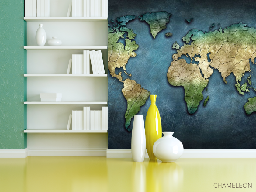 Фотошпалери Карта світу в синіх тонах - 3