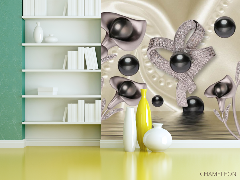 Фотошпалери 3д квіти з камінням - 3