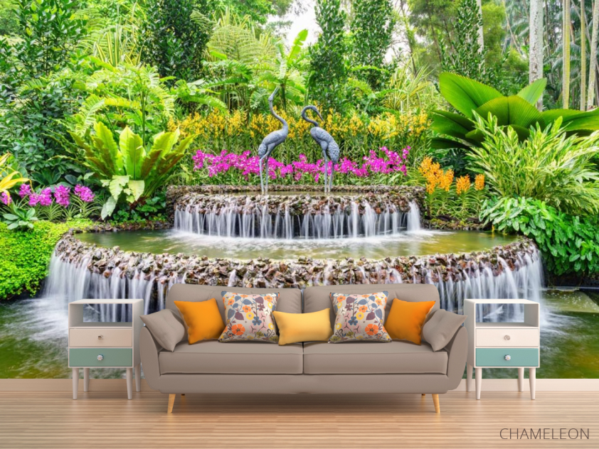 Фотообои фонтан с цаплями - 1