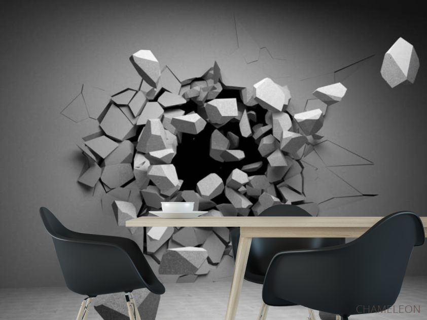 Фотошпалери камені вилітають зі стіни - 1