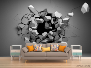 Фотообои камни вылетают со стены - 1