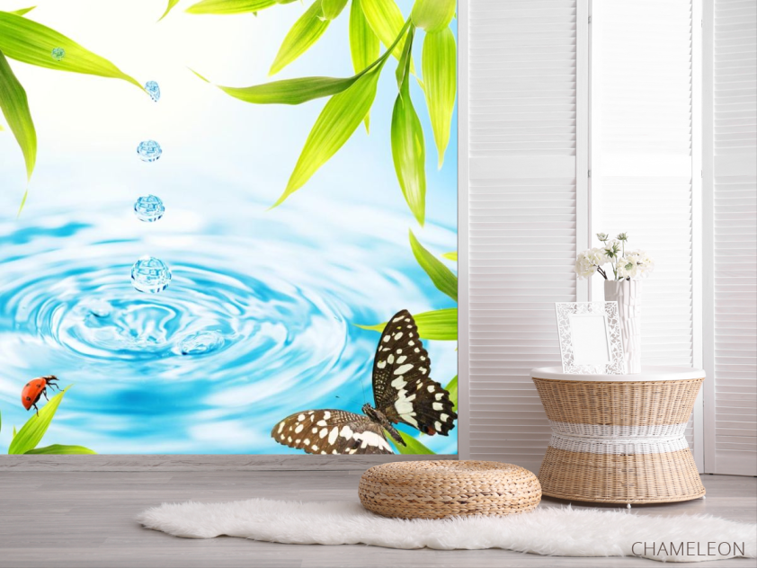 Фотошпалери крапля в воду і метелик - 2