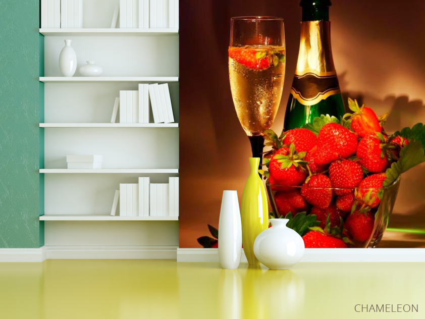 Фотошпалери Полуниця, шампанське - 3