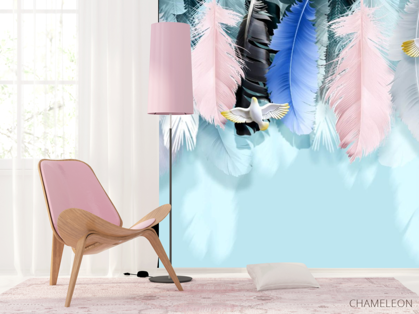 Фотошпалери різнокольорові пір'я - 4