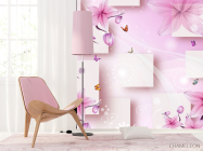 Фотошпалери 3д рожеві квіти - 4