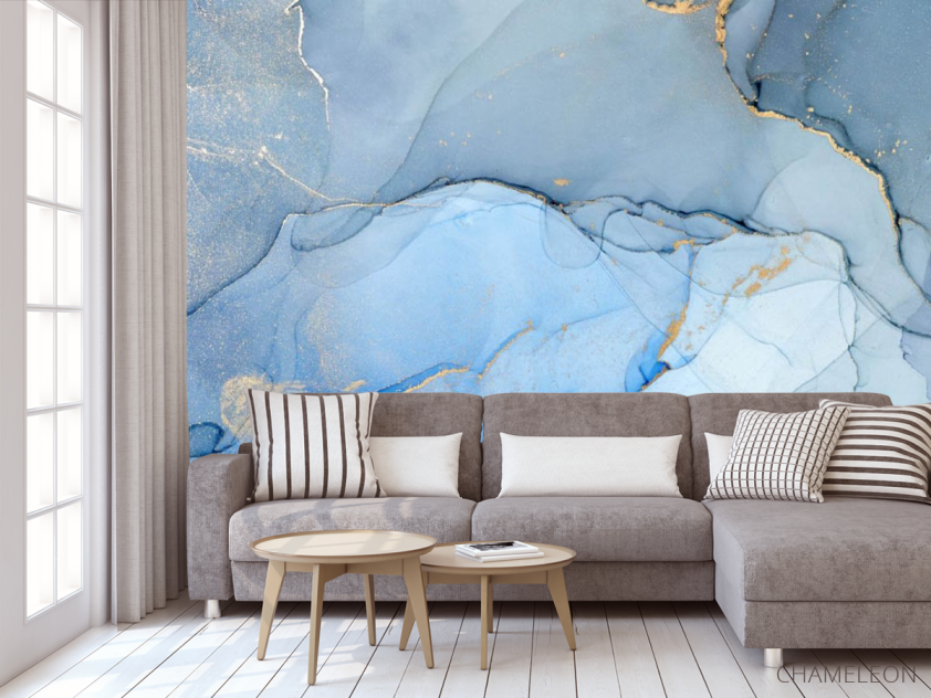 Фотообои Голубой fluid art - 3