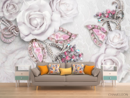 Фотообои Розы и брошки 3d - 1