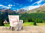 Фотообои Горы, ёли, небо - 4