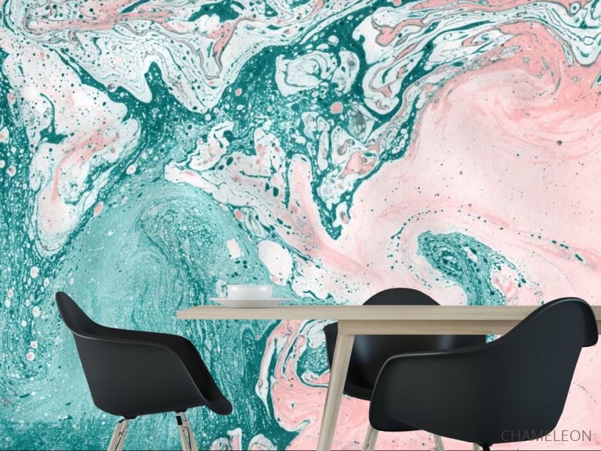 Фотошпалери рожево-Бірюзовий Fluid art - 1