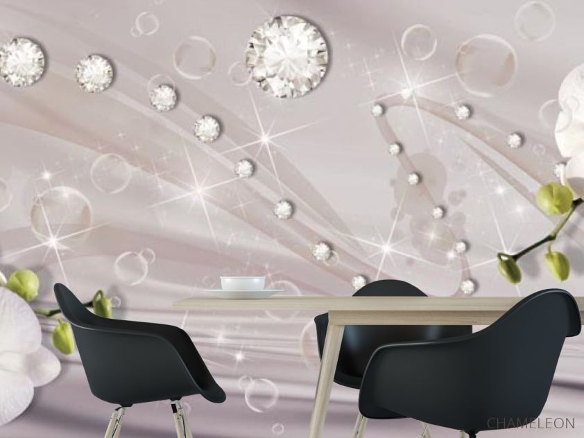 Фотошпалери білі орхідеї на тканини - 1