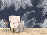 Фотообои Листья на синем - 4