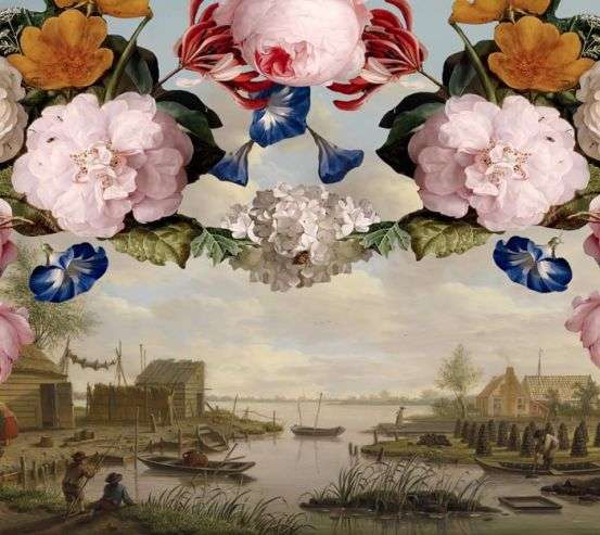 Фотошпалери Вінтажний принт з квітами 22171