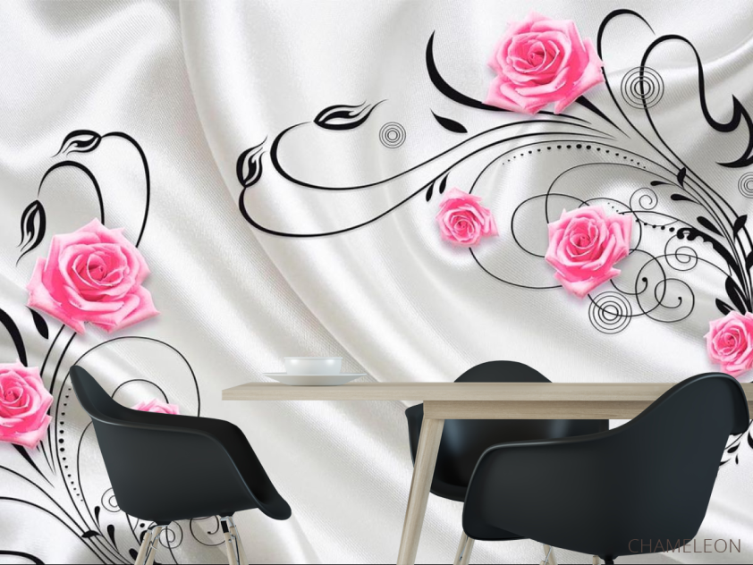 Фотошпалери Троянди на атласі 3d - 1