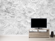 Фотообои Белая стена из бумажных цветов - 2