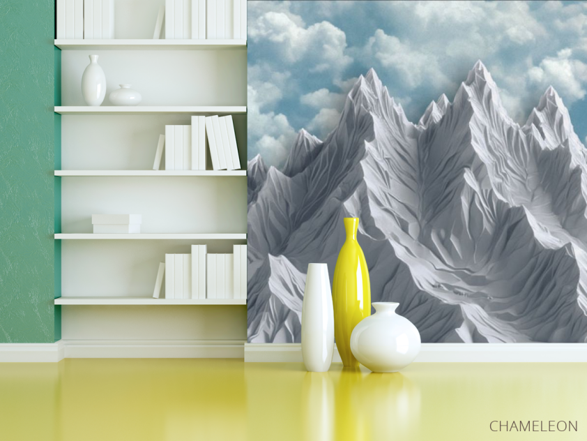 Фотошпалери 3Д гори блакитні з небом - 3