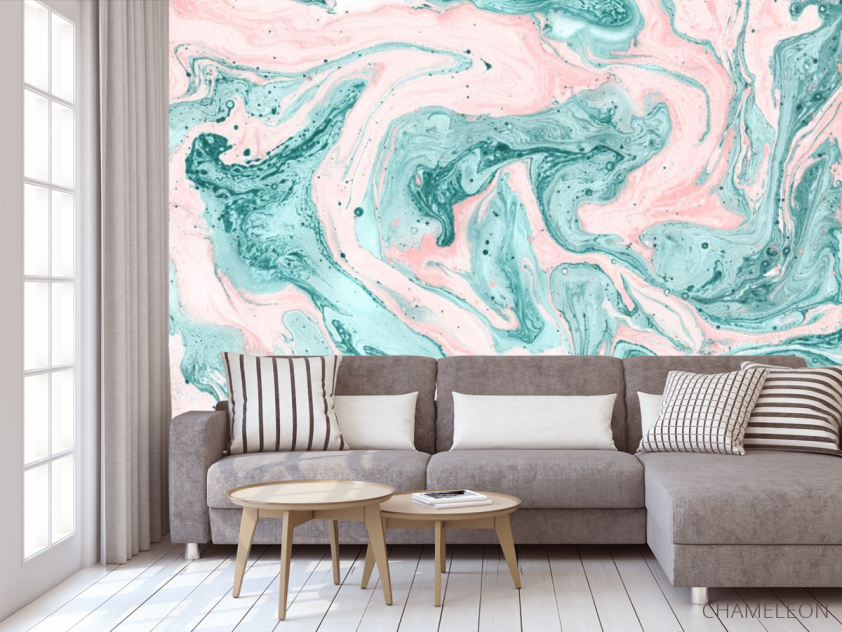 Фотообои Розово-бирюзовый флюид - 3